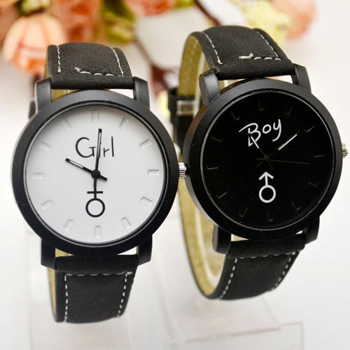 Good Boy Harajuku Korean Fashion lovers quzrtz watch Street Boys And Girls, My Love Belt Black And White Couple Wristwatch
